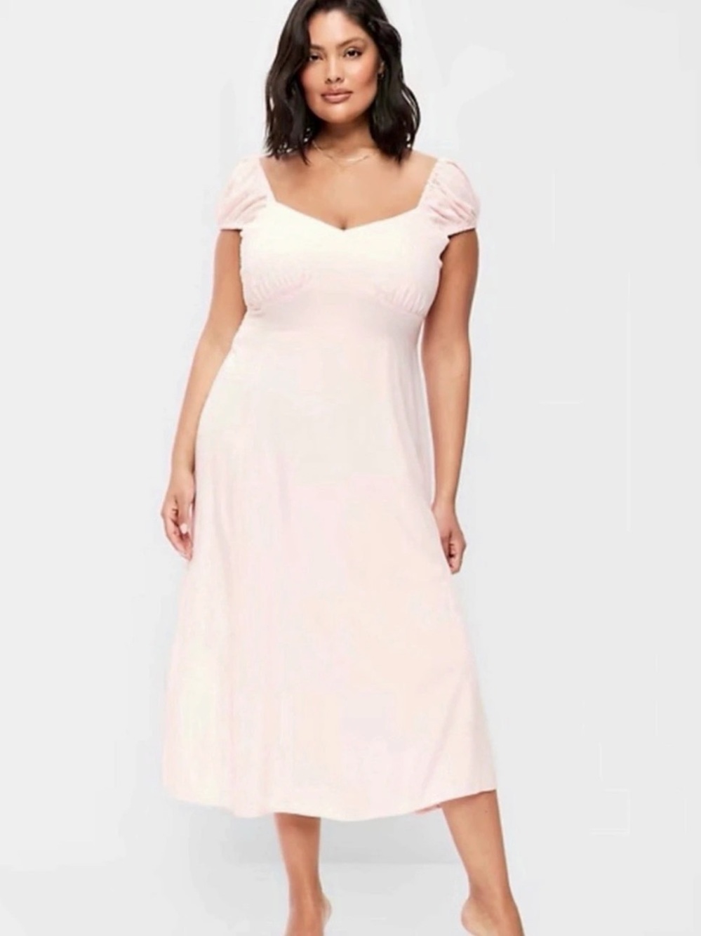 Old Navy Short-Sleeve Fit & Flare Midi Dress Pink XL